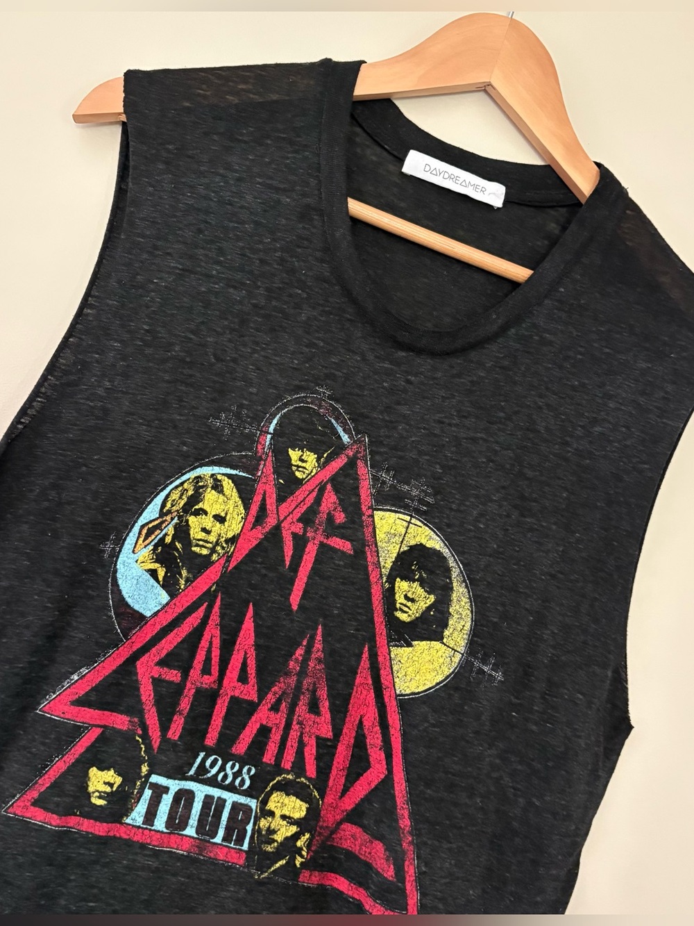 Daydreamer Def Leppard Tour Of '88 Rocker Muscle Tank Top Womens Medium Black - Picture 3 of 10